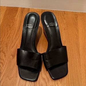 Jeffrey Campbell Black Leather Mules